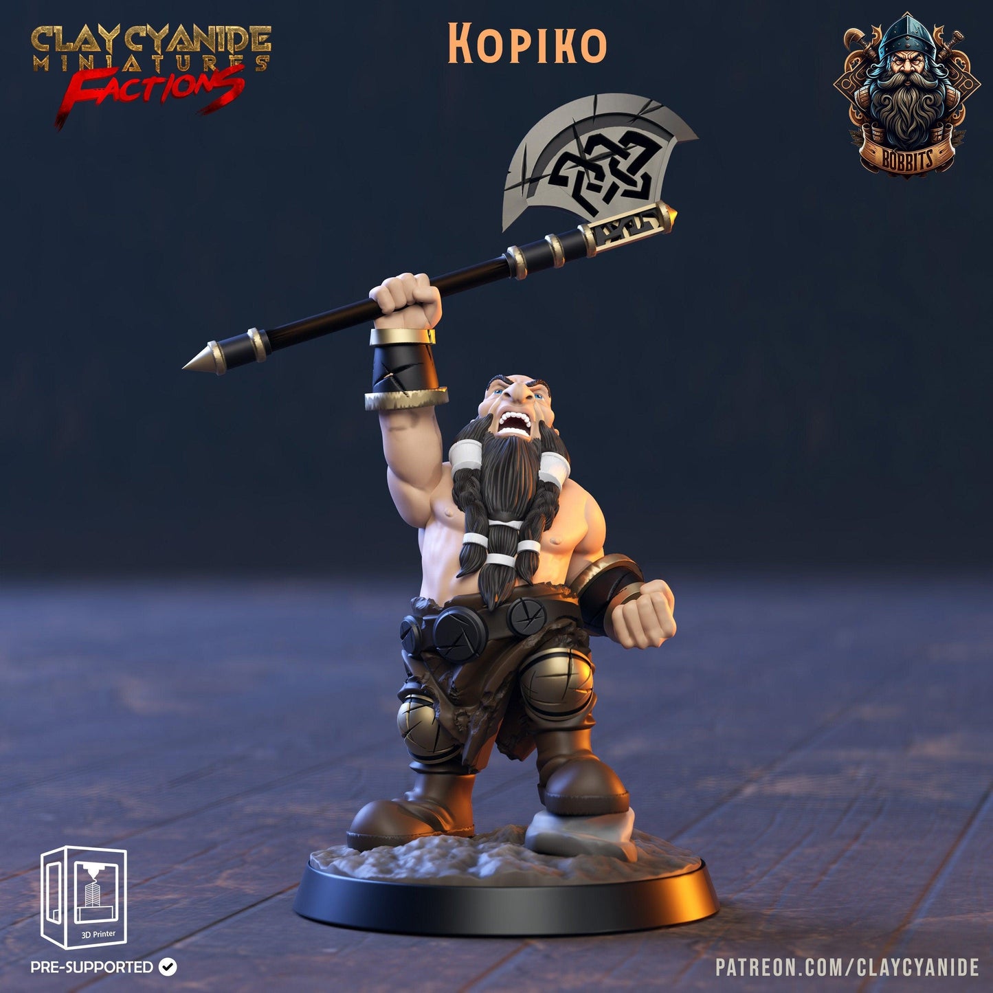 Kopiko DnD Miniature: Valiant Dwarf Warrior from The Bobbits Guild 32mm Scale - Plague Miniatures shop for DnD Miniatures