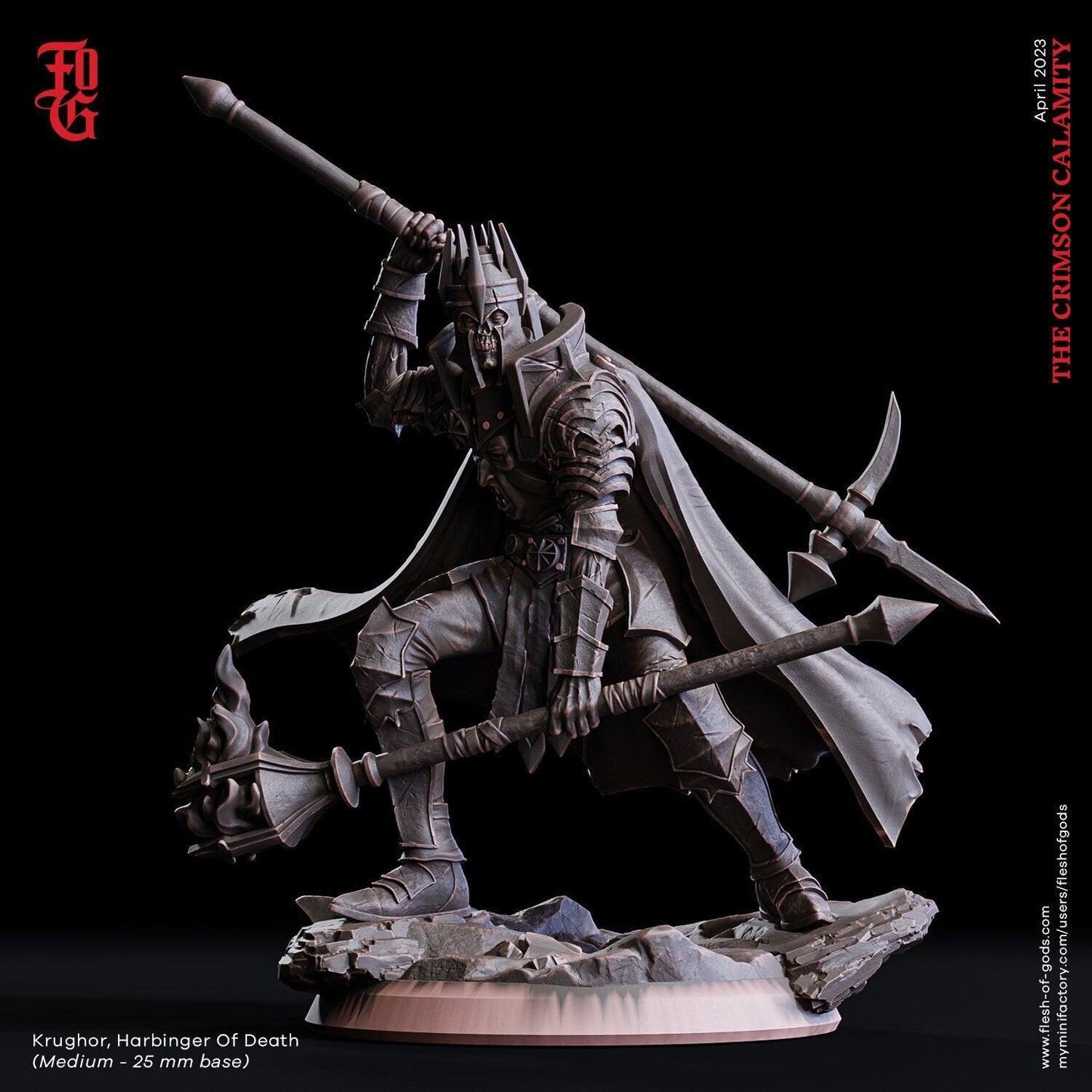 Krughor, Harbinger of Death Miniature | Undead Menace in DnD Adventures | 32mm Scale - Plague Miniatures