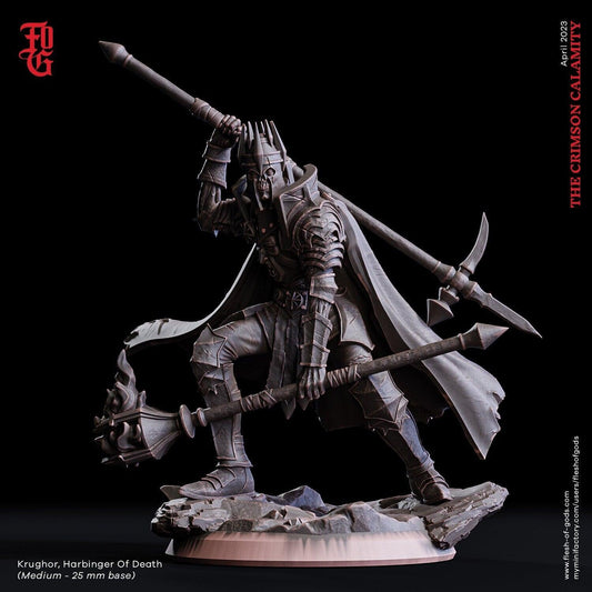 Krughor, Harbinger of Death Miniature | Undead Menace in DnD Adventures | 32mm Scale - Plague Miniatures