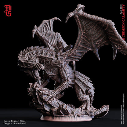 Dragon Miniature with Female Rider | 50mm Base | DnD Miniature Dungeons and Dragons DnD 5e Dragon Miniature Statue Dungeons & Dragons - Plague Miniatures shop for DnD Miniatures