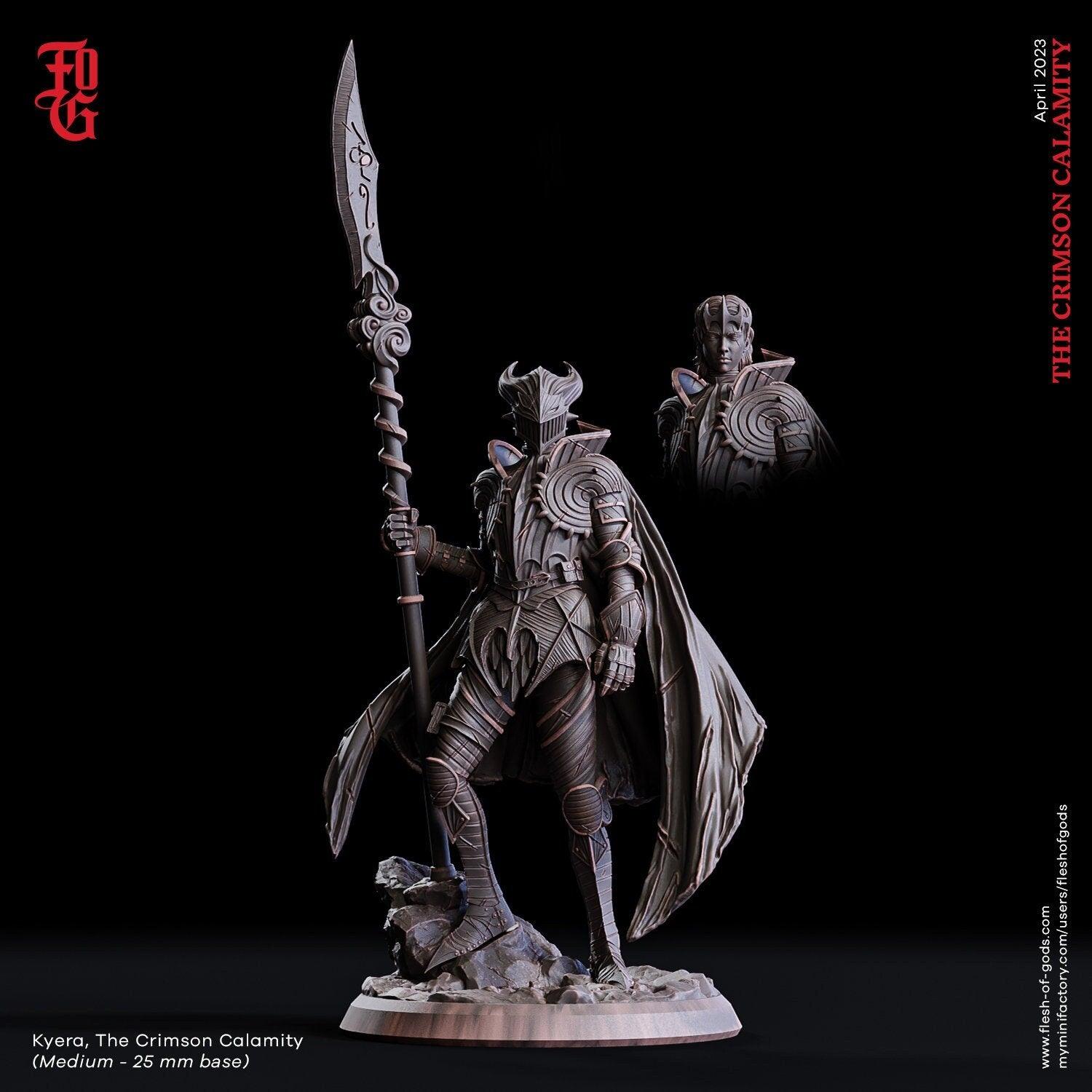 Human Female Warrior with spear | 25mm Base 75mm Scale and Bust | DnD Miniature Dungeons and Dragons DnD 5e fighter miniature paladin - Plague Miniatures shop for DnD Miniatures