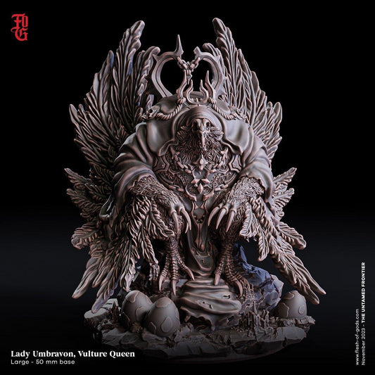 Lady Umbravon, Vulture Queen Miniature | Majestic Large Flying Beast for D&D | 50mm Base - Plague Miniatures