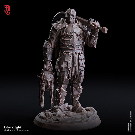Lake Knight with Head Miniature | Silent Guardian of the Depths | 32mm Scale - Plague Miniatures