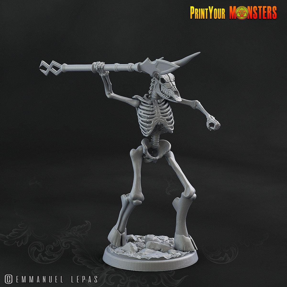 Lance Skeletal Minotaur Miniature | Undead Monster Figurine DnD 5e - Plague Miniatures