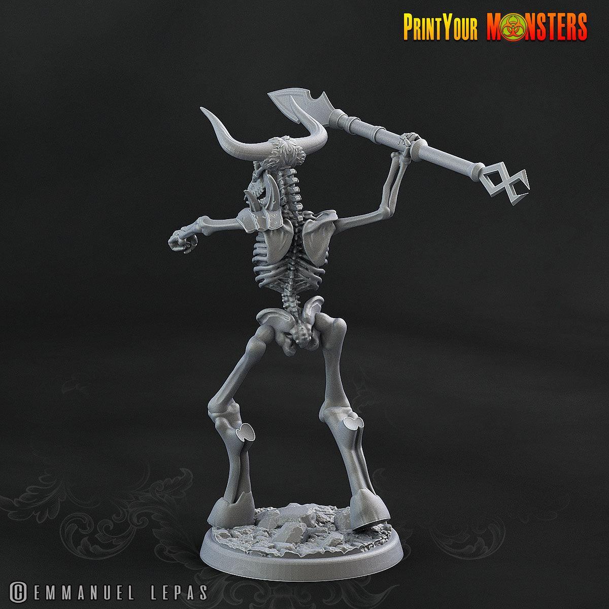 Lance Skeletal Minotaur Miniature | Undead Monster Figurine DnD 5e - Plague Miniatures