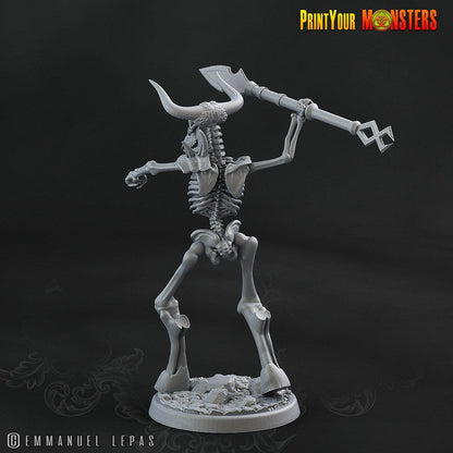 Lance Skeletal Minotaur Miniature | Undead Monster Figurine DnD 5e - Plague Miniatures