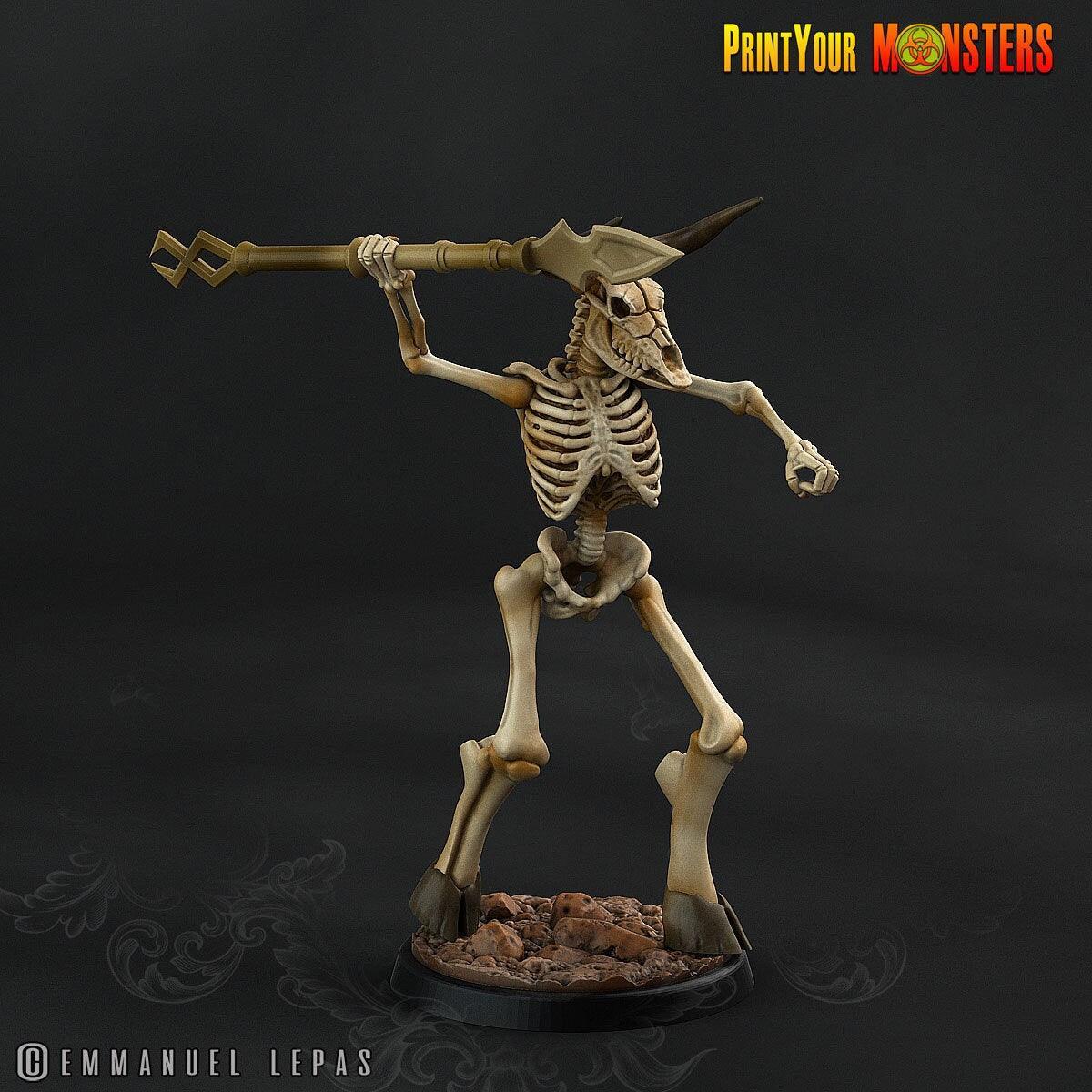 Lance Skeletal Minotaur Miniature | Undead Monster Figurine DnD 5e - Plague Miniatures