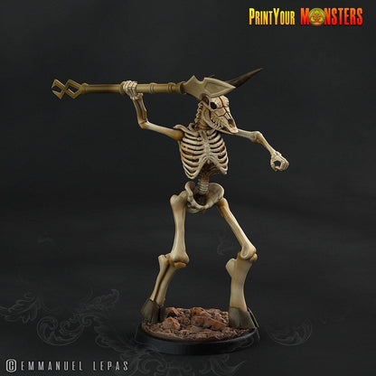 Lance Skeletal Minotaur Miniature | Undead Monster Figurine DnD 5e - Plague Miniatures