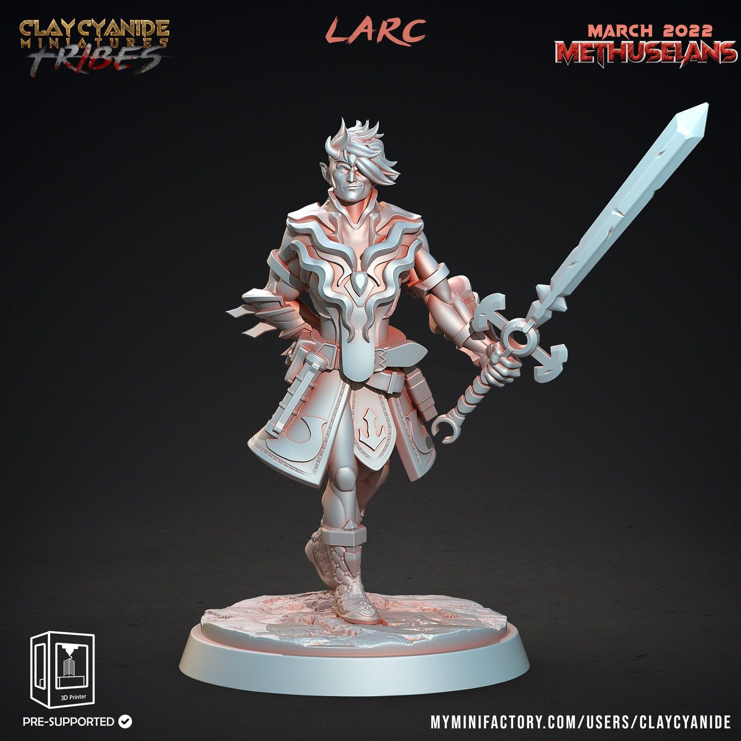 Larc Vampire Sword Warrior Miniature | Perfect for Tabletop Adventures | 32mm Scale - Plague Miniatures