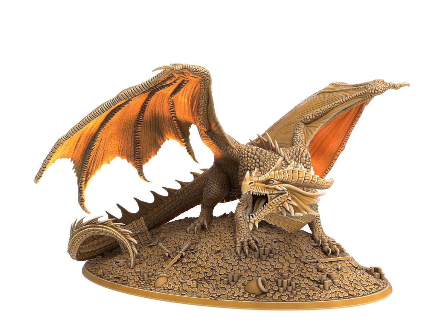 Large Dragon miniature guarding treasure mini - 32mm scale Tabletop gaming DnD Miniature Dungeons and Dragons, wargaming dnd figurine - Plague Miniatures