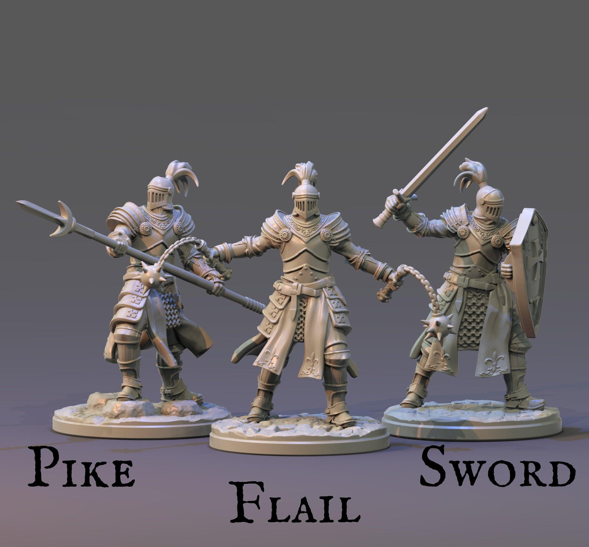 Legendary Knights of King Arthur Miniatures Set | Sword, Flail, and Pike-Wielding Figures for Tabletop RPGs | 32mm Scale - Plague Miniatures