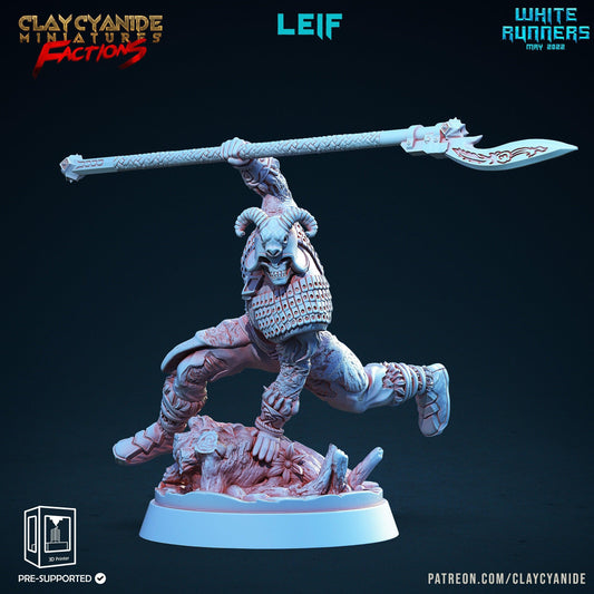 Leif, White Runner Skeleton Miniature | Undead Warrior with One-Handed Spear | 32mm Scale - Plague Miniatures