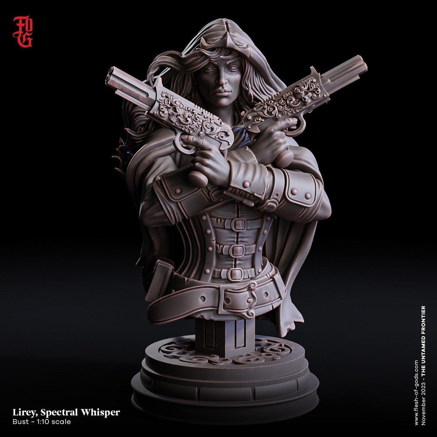 Lirey, Spectral Whisper Miniature | Wild West Gunslinger Female Outlaw | 32mm Scale or 75mm Scale - Plague Miniatures