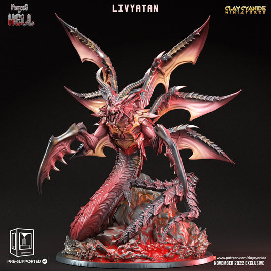 Livyatan Miniature | Leviathan of the Deep Demon Dragon Insect Miniature | 32mm Scale - Plague Miniatures