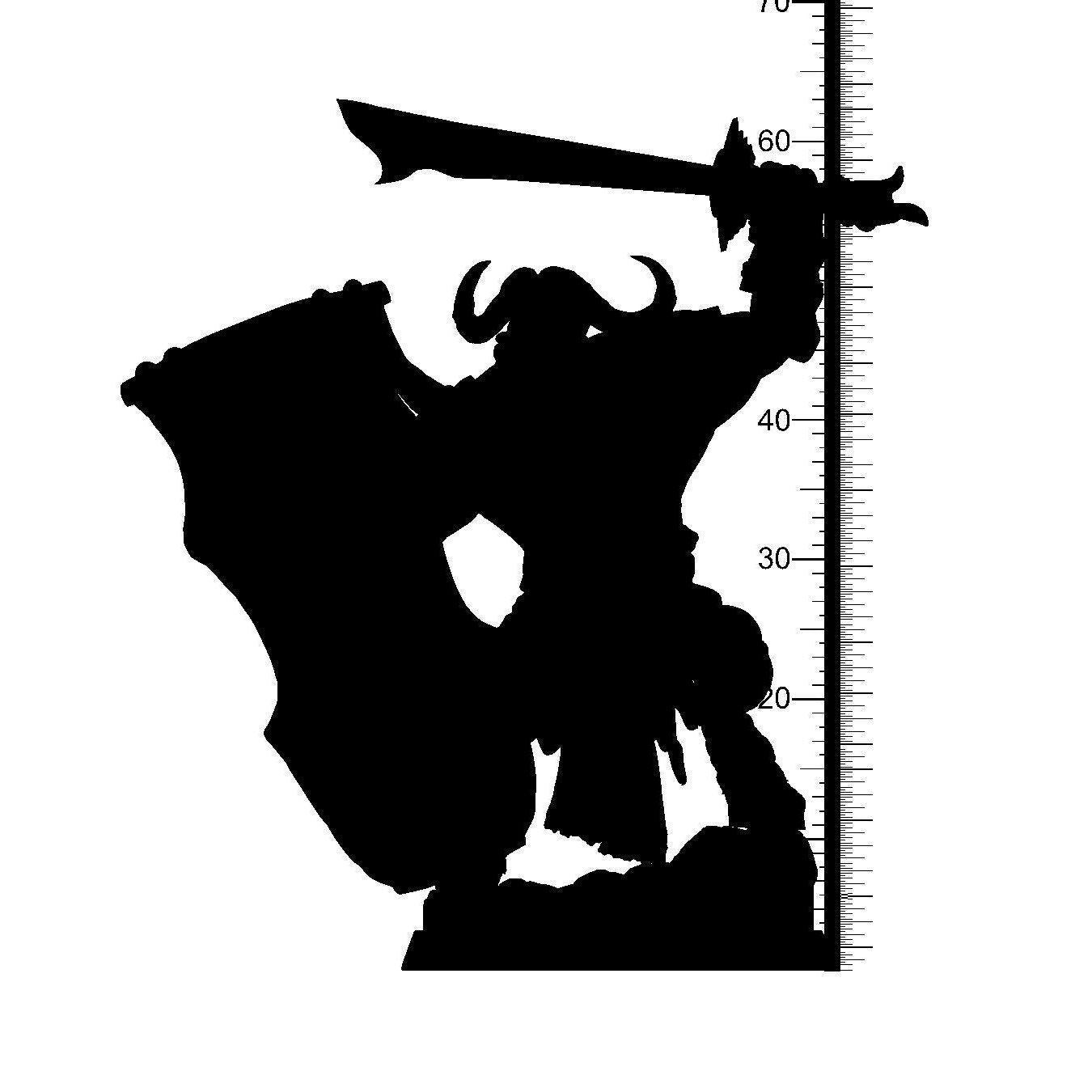 Loshyon Minotaur Miniature | Sword and Shield Bovine Defender | 32mm Scale - Plague Miniatures