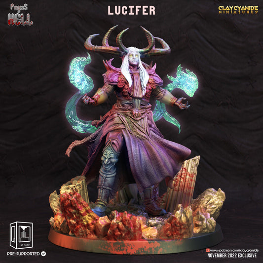 Lucifer Miniature | Clay Cyanide | Princes of Hell | Tabletop Gaming | DnD Demon Miniature | Dungeons and Dragons DnD 5e Satan - Plague Miniatures shop for DnD Miniatures