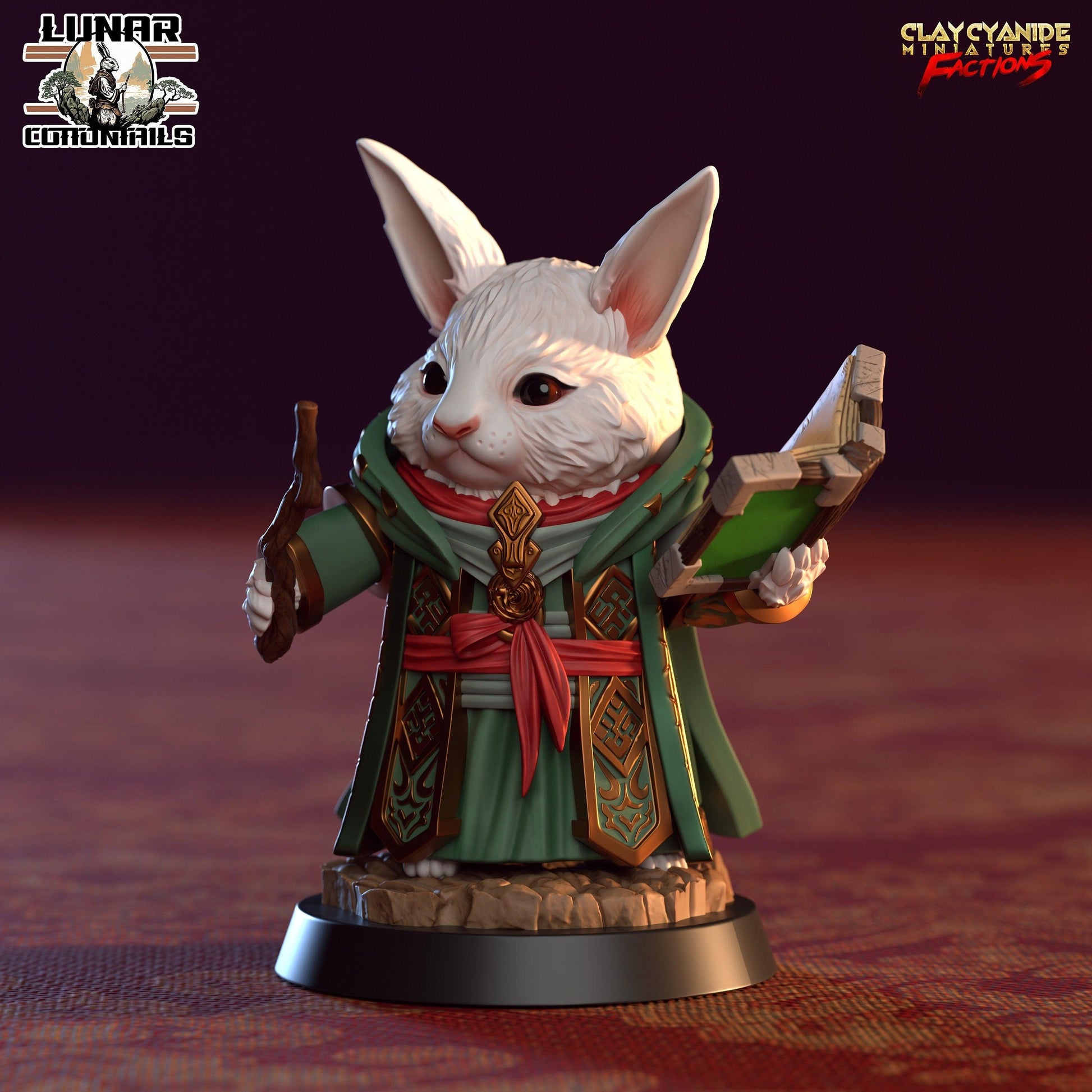 Luna Rabbit Miniature | Harengon Scholar Spellcaster for Tabletop Gaming | 32mm Scale - Plague Miniatures