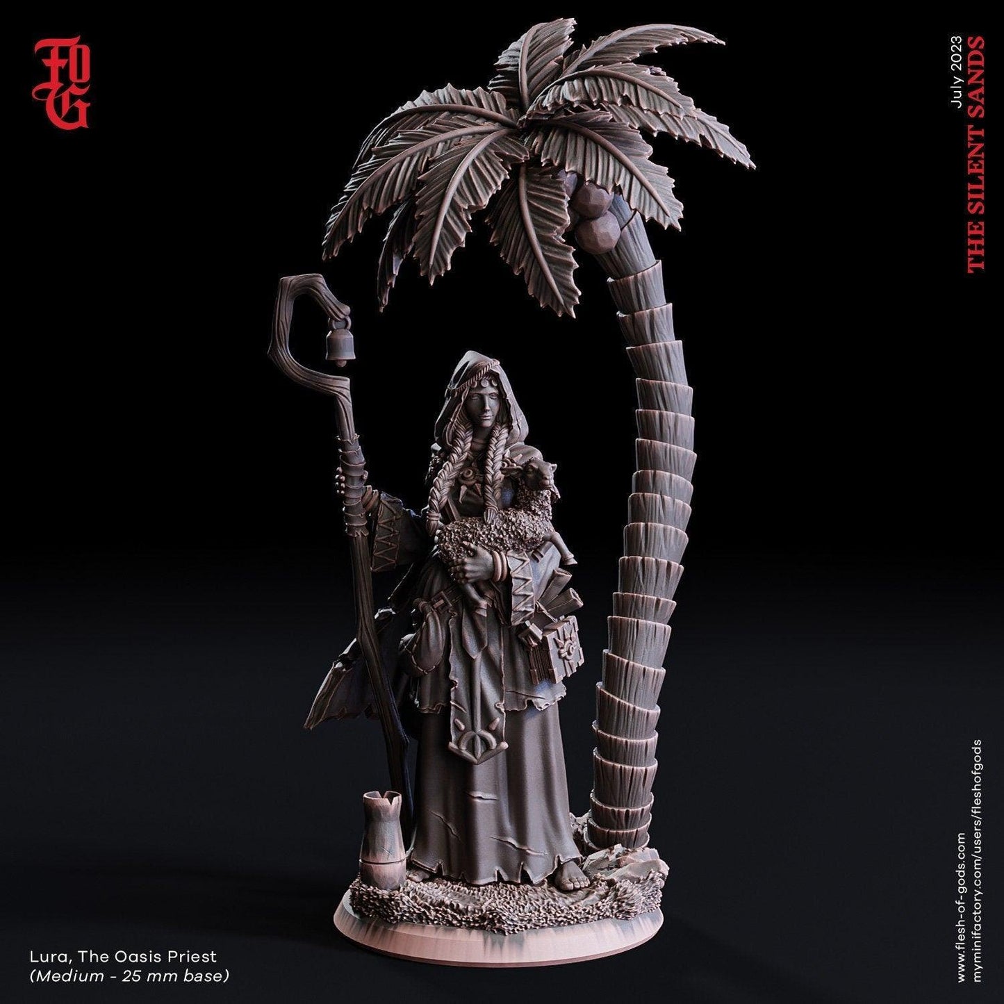 Lura, Oasis Priest Miniature | Sandborn Priest for tabletop games | 32mm Scale - Plague Miniatures
