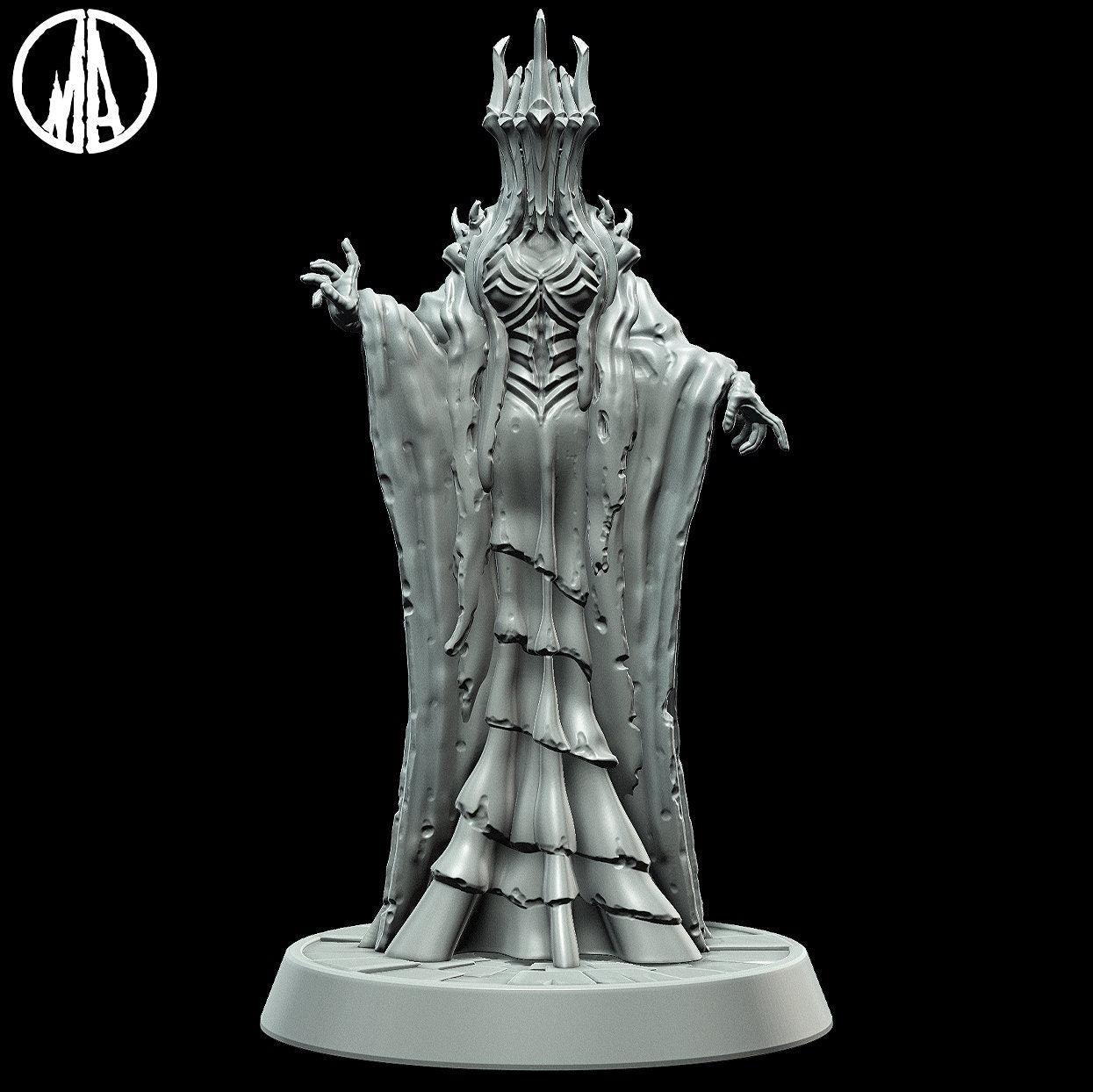 Mad Queen Miniature | 3 Poses | 28mm scale Tabletop gaming DnD Miniature Dungeons and Dragons, dnd fiend, dnd 5e - Plague Miniatures