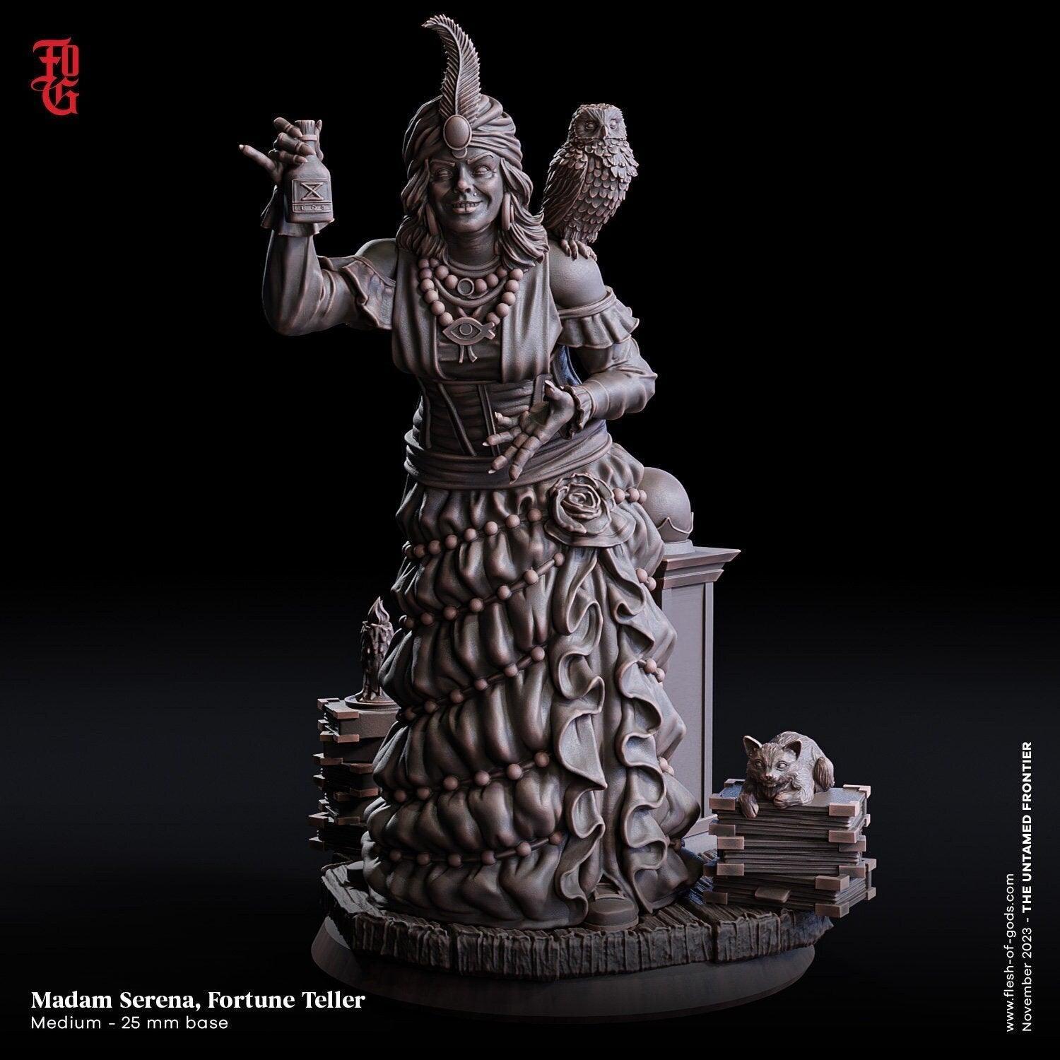 Madam Serena, Fortune Teller Miniature for Wild West Adventures | NPC Miniature for DnD 5e | 32mm Scale or 75mm Scale - Plague Miniatures
