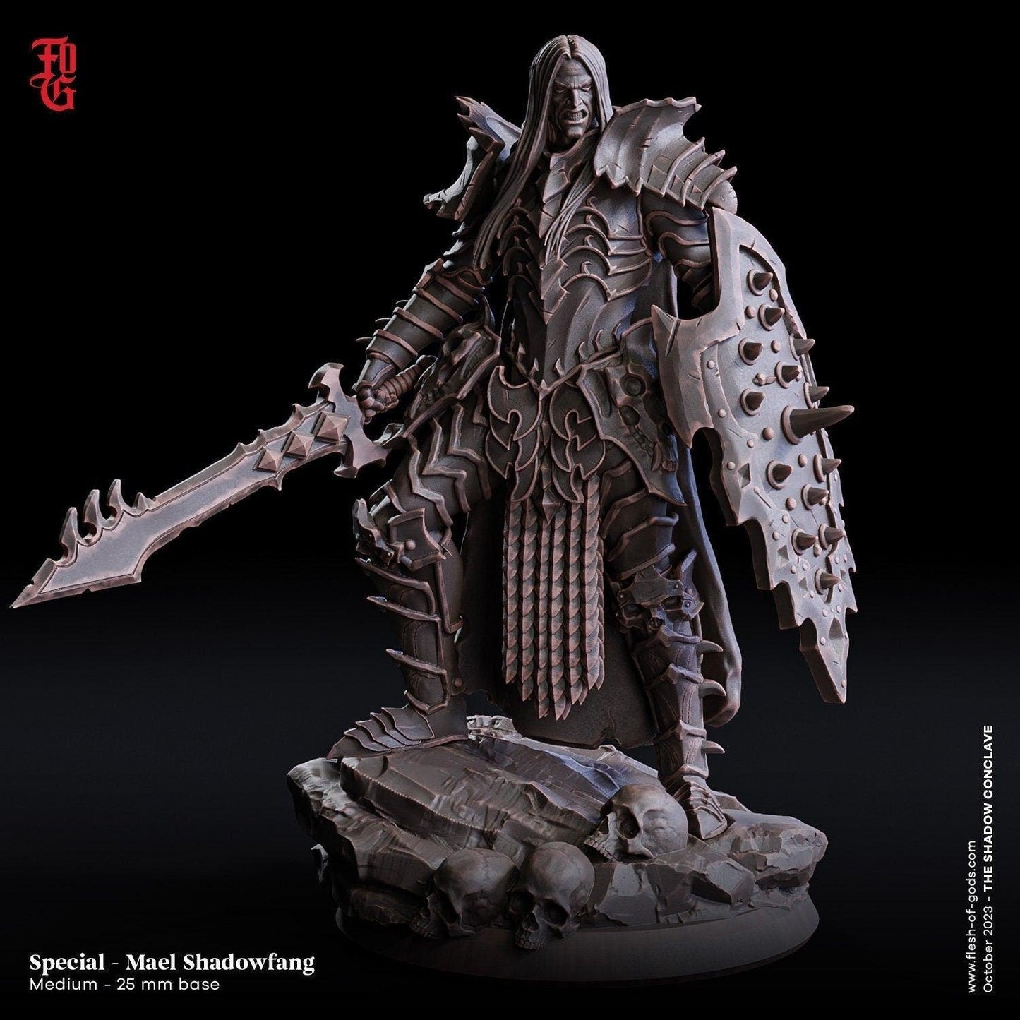 Mael, Shadowfang Miniature | A Fierce Slayer of Demons, Male Warrior for DnD 5e | 32mm Scale - Plague Miniatures