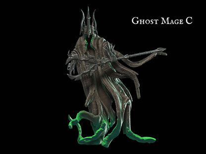 Mage Ghost Miniature ttrpg miniature - 28mm scale Tabletop gaming DnD Miniature Dungeons and Dragons, Mage miniature, dnd 5e wargaming - Plague Miniatures