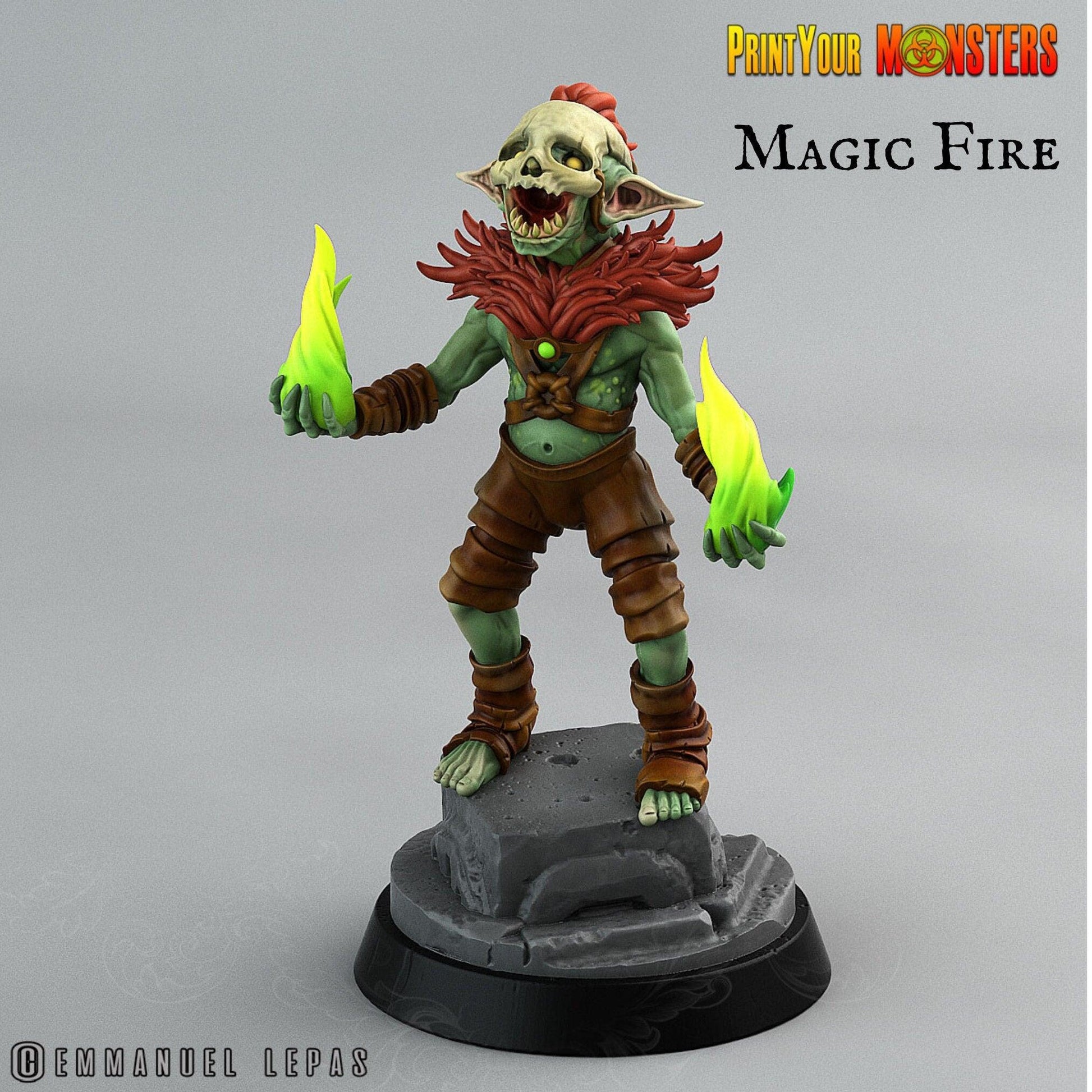 Magic Fire Goblin Miniature | Sorcerer Monster Miniature - Plague Miniatures