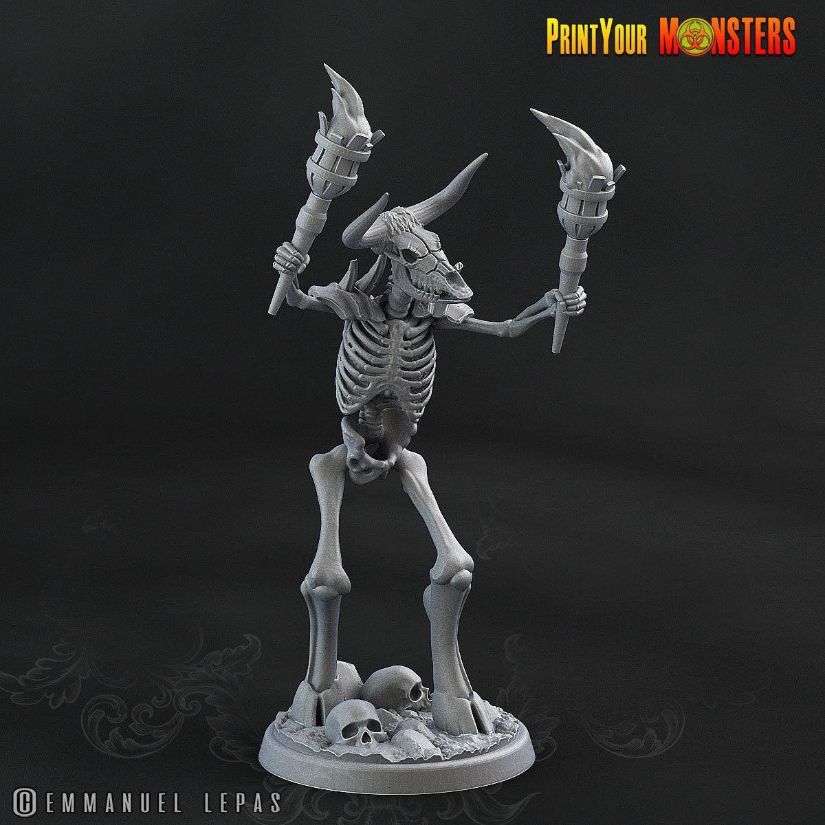 Magician Skeletal Minotaur Miniature | Undead Sorcerer DnD Figurine - Plague Miniatures