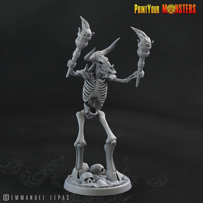 Magician Skeletal Minotaur Miniature | Undead Sorcerer DnD Figurine - Plague Miniatures