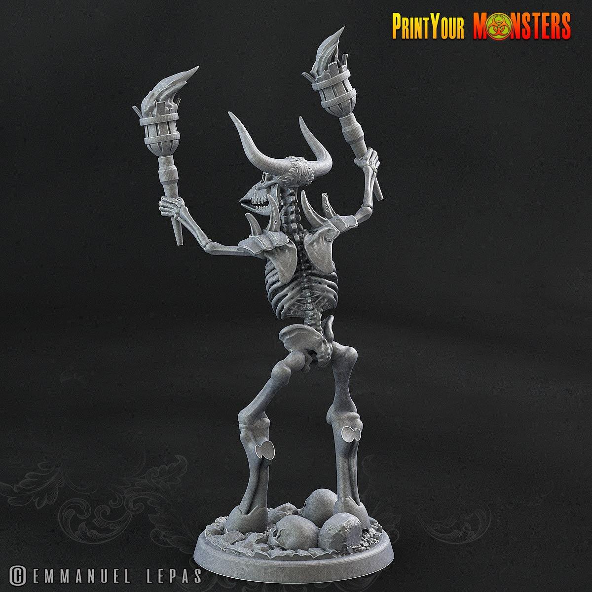 Magician Skeletal Minotaur Miniature | Undead Sorcerer DnD Figurine - Plague Miniatures