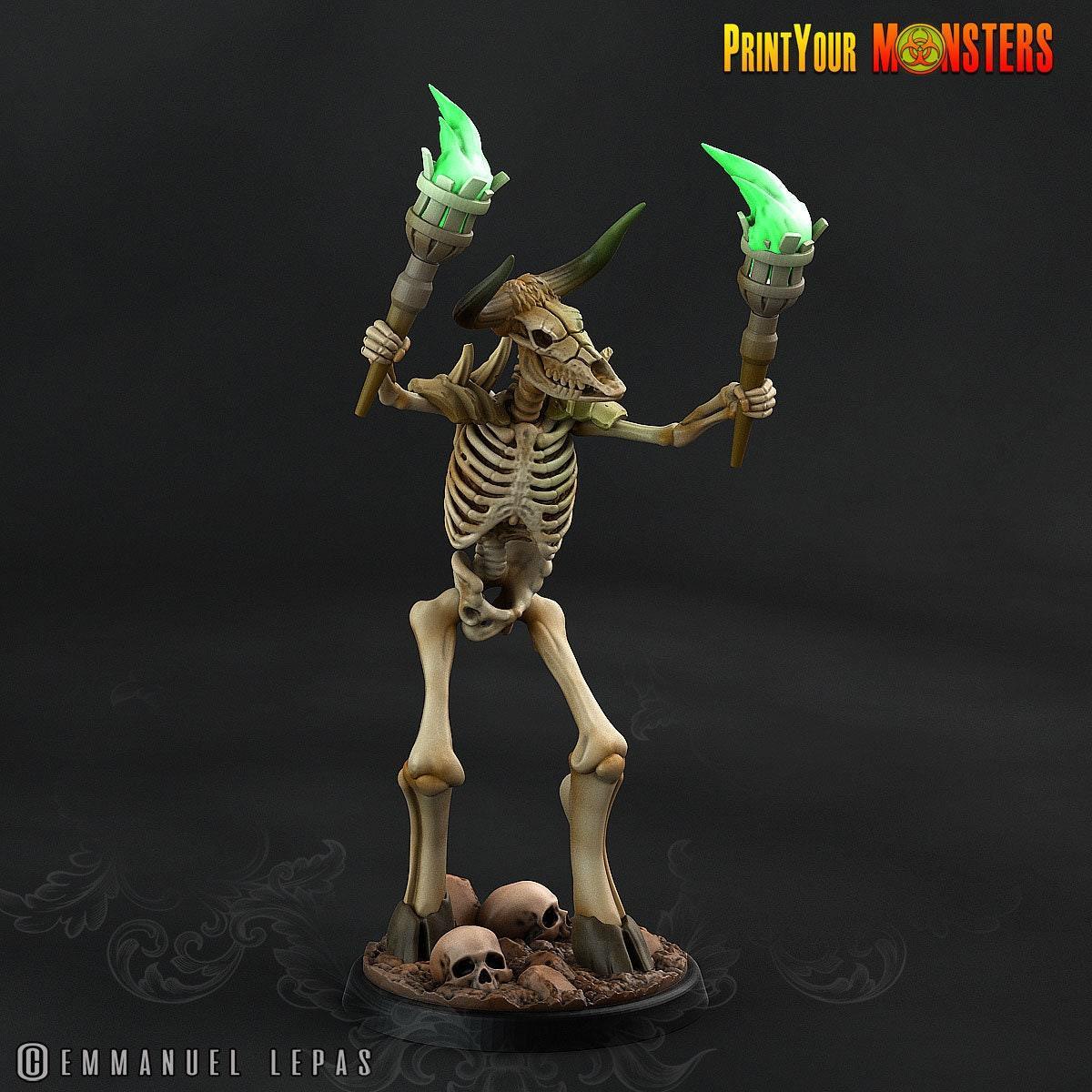 Magician Skeletal Minotaur Miniature | Undead Sorcerer DnD Figurine - Plague Miniatures