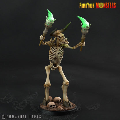 Magician Skeletal Minotaur Miniature | Undead Sorcerer DnD Figurine - Plague Miniatures