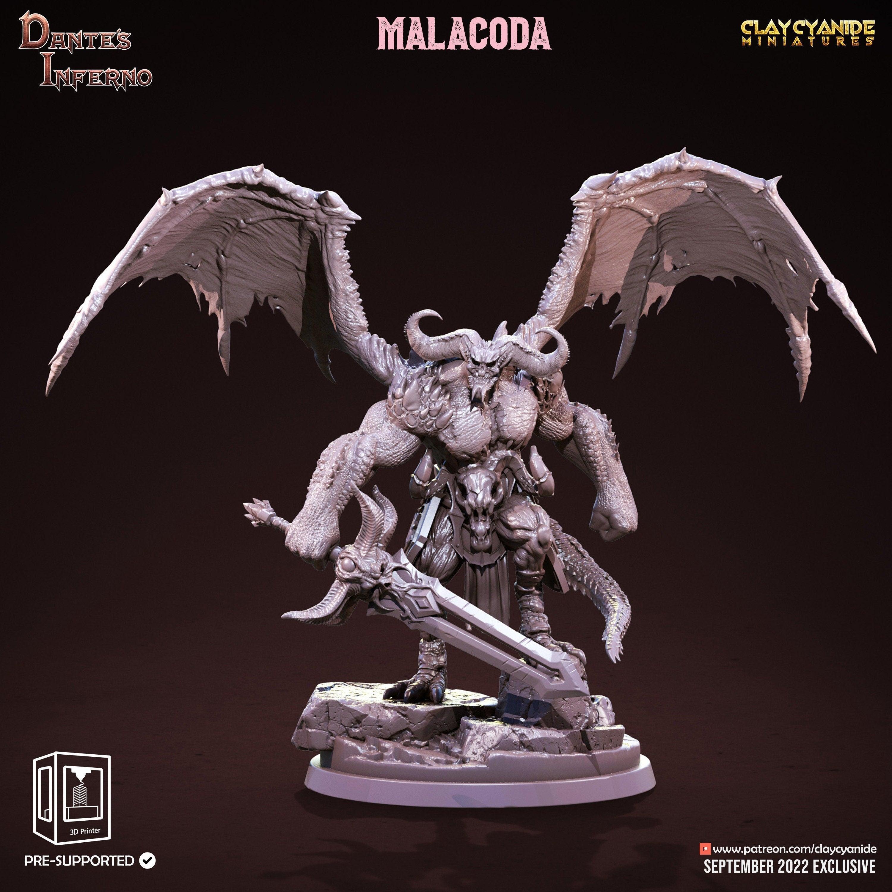 Malacoda Demon Miniature | Fiery Overlord Monster for Dungeons and