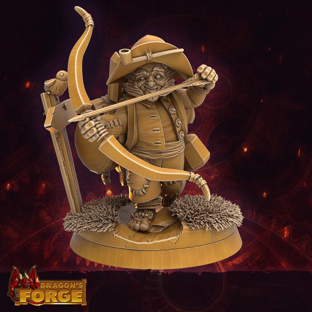 Male Bowman Halfling Miniature - 8 Poses - 32mm scale Tabletop gaming DnD Miniature Dungeons and Dragons, male dnd halfling archer - Plague Miniatures