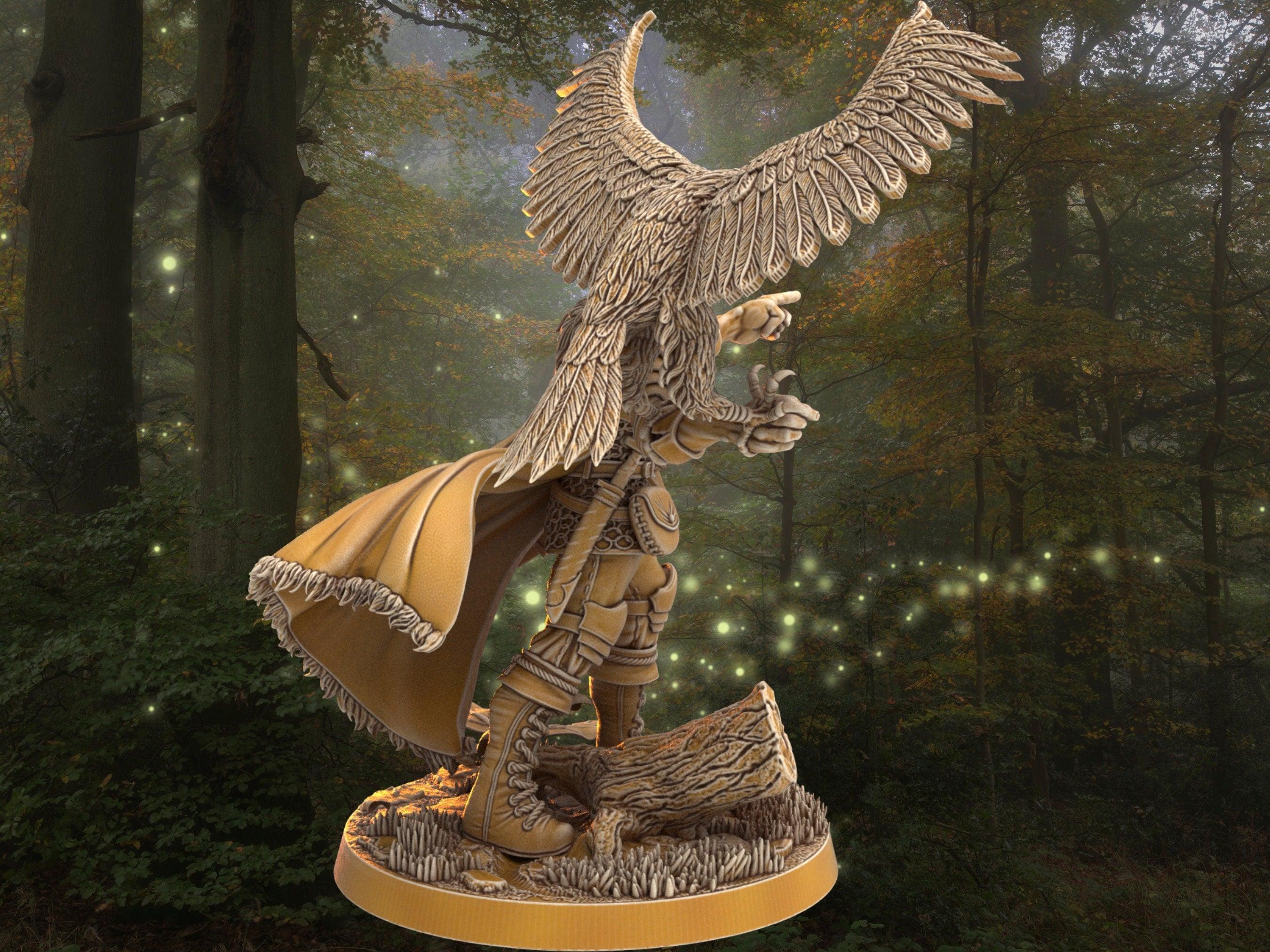Dnd Ranger Mini Male DnD Ranger with eagle companion miniature | bird miniature | 32mm ...