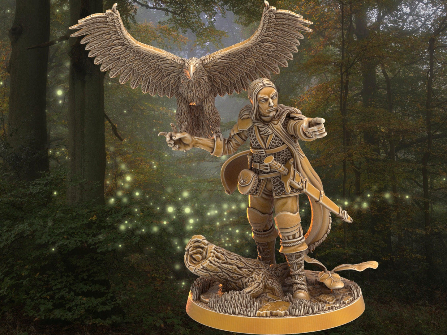 Male DnD Ranger with eagle companion miniature | bird miniature | 32mm Scale DnD 5e | DnD ranger | DnD Miniature | Dungeons and Dragon - Plague Miniatures