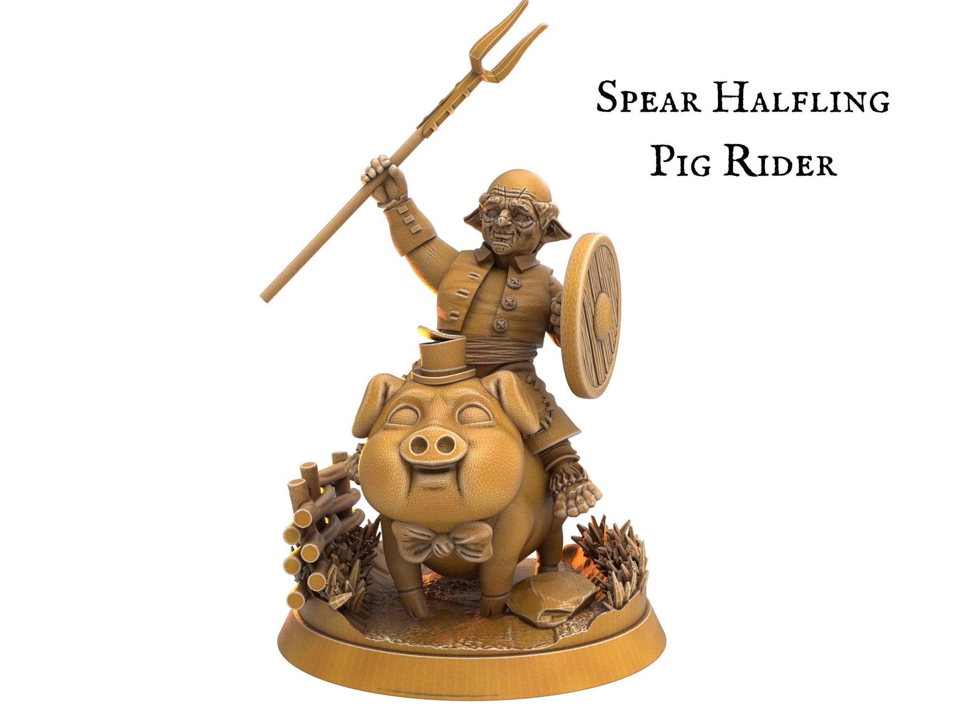 Male Halfling Bard Miniature Pig Riders - 3 Poses - 32mm scale Tabletop gaming DnD Miniature Dungeons and Dragons, dnd bard halfling - Plague Miniatures