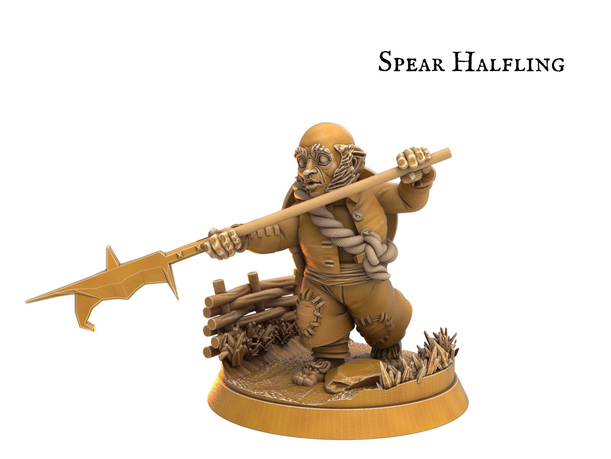 Male Halfling Miniature with spear - 8 Poses - 32mm scale Tabletop gaming DnD Miniature Dungeons and Dragons, dnd male halfling warrior - Plague Miniatures