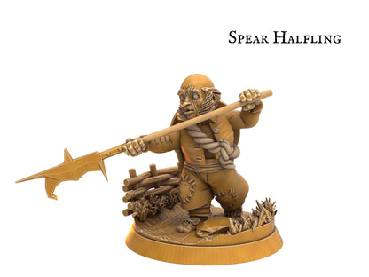 Male Halfling Miniature with spear - 8 Poses - 32mm scale Tabletop gaming DnD Miniature Dungeons and Dragons, dnd male halfling warrior - Plague Miniatures