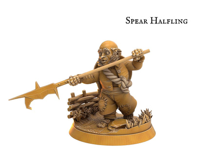Male Halfling Miniature with spear - 8 Poses - 32mm scale Tabletop gaming DnD Miniature Dungeons and Dragons, dnd male halfling warrior - Plague Miniatures