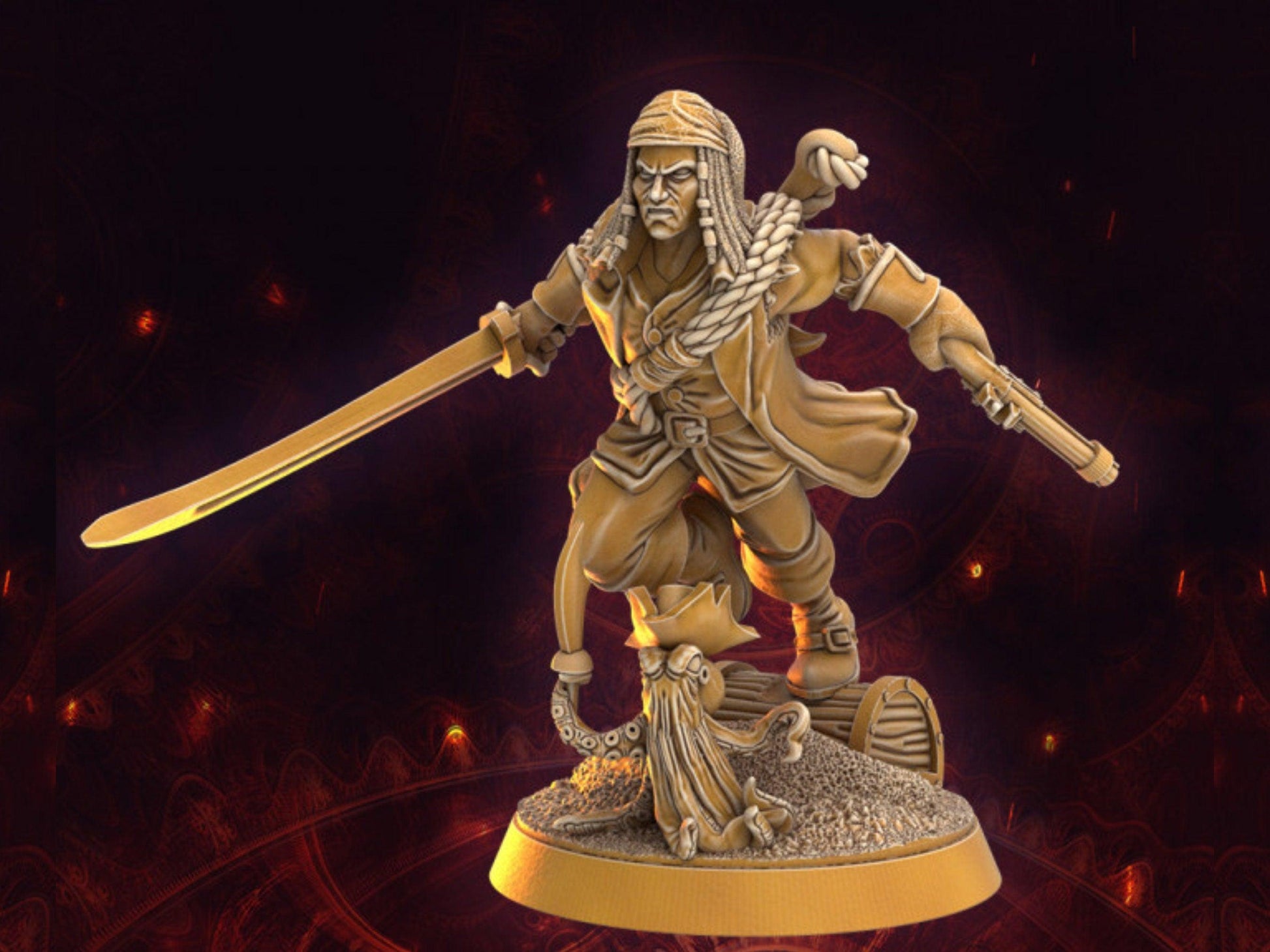 Male Human Pirate miniature - 32mm scale Tabletop gaming DnD Miniature Dungeons and Dragons, wargaming dnd pirate figurine - Plague Miniatures