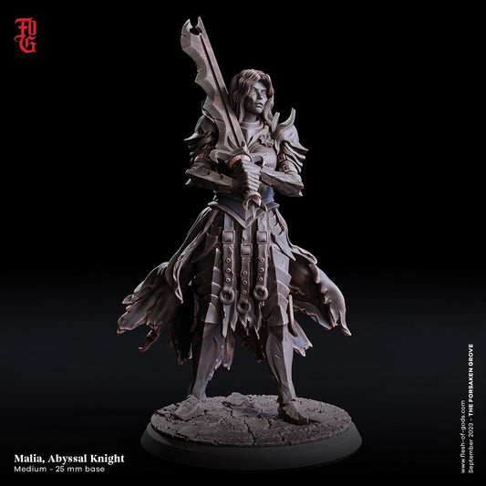 Abyssal Knight Miniature Female Knight Miniature Abyss Knight | 25mm Base 32mm Scale | DnD Miniature Dungeons and Dragons DnD 5e Warrior - Plague Miniatures shop for DnD Miniatures
