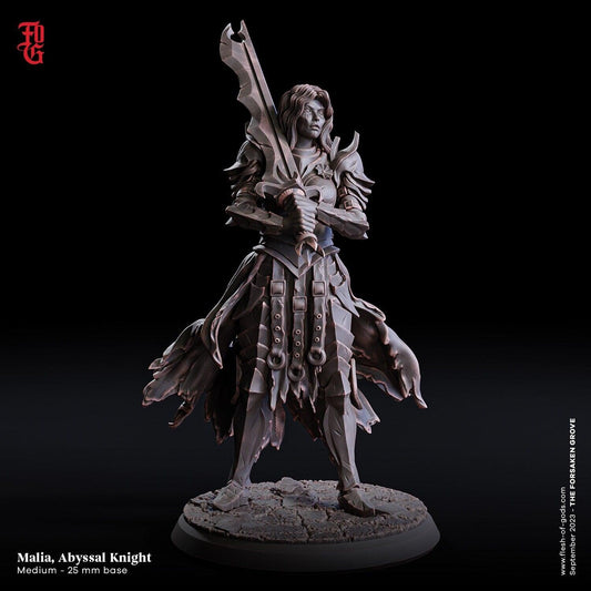 Malia, Abyssal Knight Miniature | Dark Emissary of the Abyss Dungeons and Dragons Miniature | 32mm Scale - Plague Miniatures