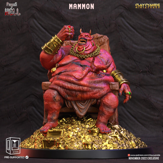 Mammon Miniature | Lord of Avarice - Seated on Throne of Wealth | 32mm Scale - Plague Miniatures