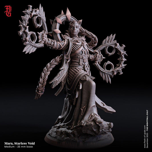 Mara, Starless Void Miniature | DnD Conjurer Warlock Spellcaster Figurine | 32mm Scale or 75mm Scale - Plague Miniatures