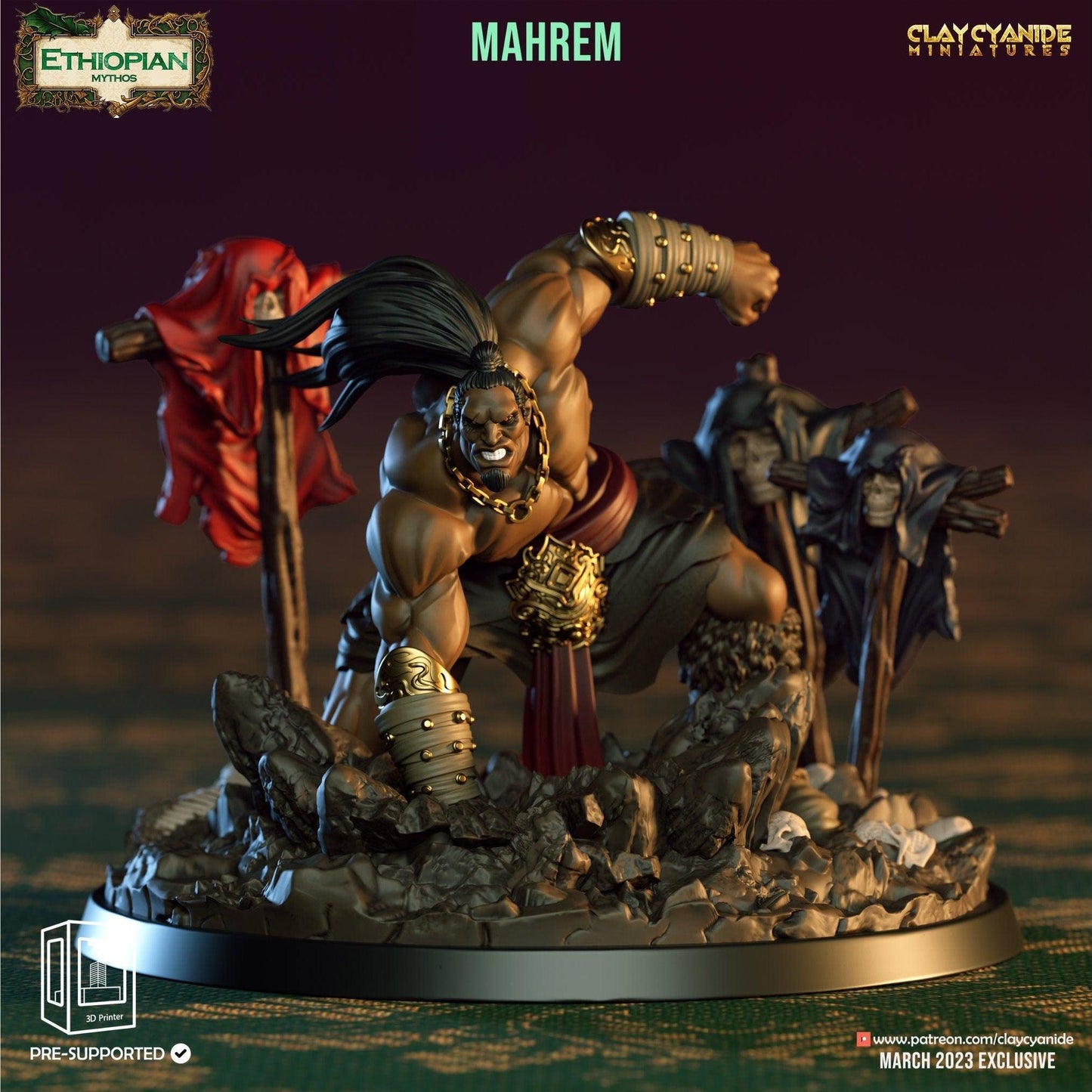 Marhem God Warrior Miniature | Mighty Orc for Tabletop Adventures | 32mm Scale - Plague Miniatures