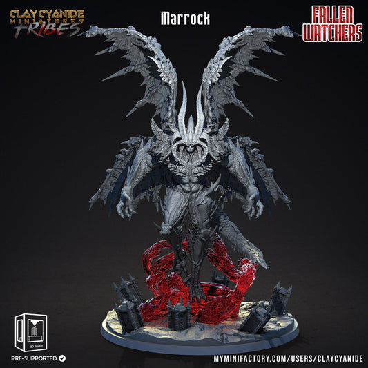 Marrock the Fallen Watcher Miniature | Demon Boss Monster for Tabletop Gaming | 32mm Scale - Plague Miniatures