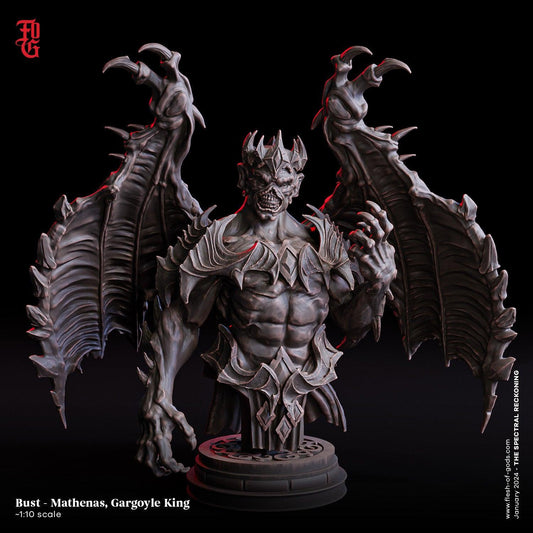 Mathenas, Gargoyle King Bust Statue | Undead Gargoyle Bust for DnD Home Decor - Plague Miniatures
