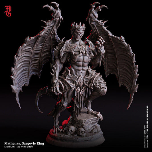 Mathenas, Gargoyle King Miniature | Undead Gargoyle for Tabletop Gaming | 32mm Scale or 75mm Scale - Plague Miniatures