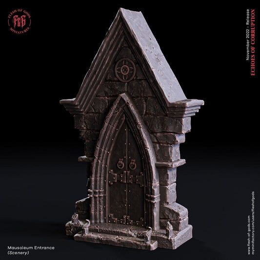 Mausoleum Entrance Miniature | Eerie DnD Terrain Statue | 32mm Scale - Plague Miniatures